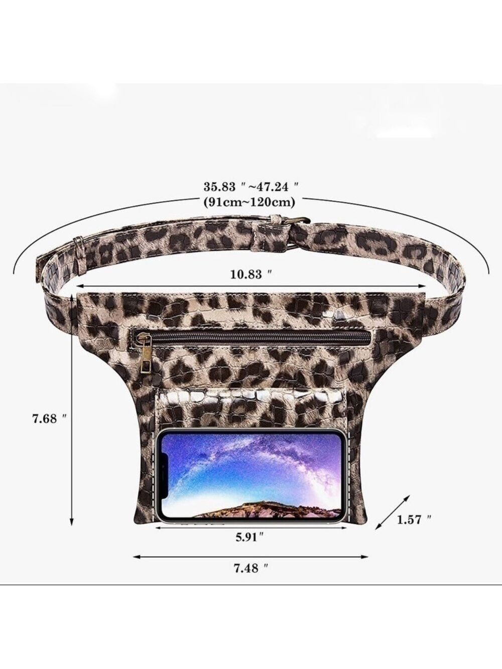 NEW-Leopard Pattern, Fanny Pack, HipBag, Fashion Waist Pack, Adjustable Belt - Picture 3 of 6